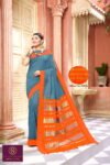 Light Blue_Orange Temp CP Saree