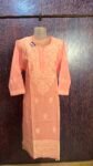 Orange Lucknowi Cotton Kurti wuth White Butta and Border